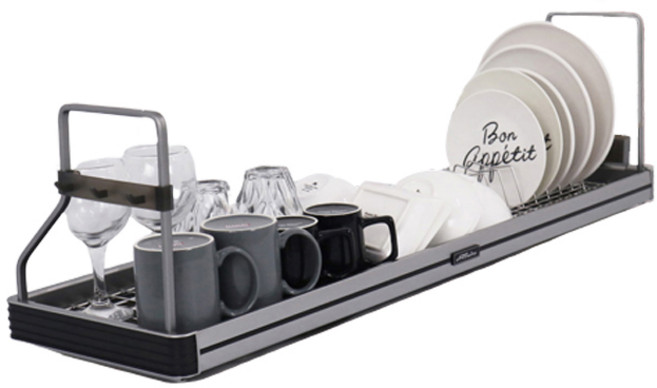 퍼스트 프리미엄 부착식 식기건조대, 블랙 + 그레이