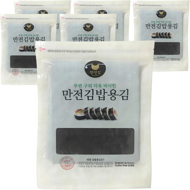 MANJUN 兩次烘烤韓式飯捲專用海苔, 115g, 6包