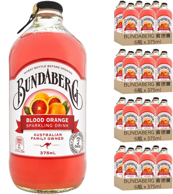 BUNDABERG 賓德寶 柳橙風味氣泡飲, 375ml, 24瓶
