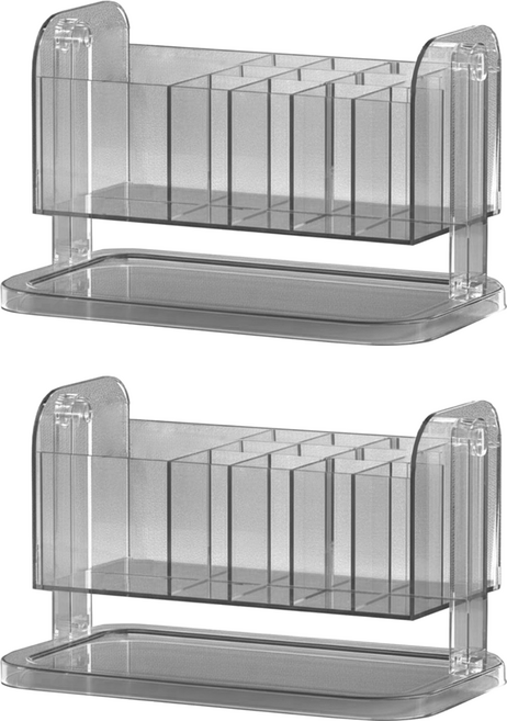 Mini 嚴選 透明可旋轉化妝品收納壓克力置物盒 CN0470-G, 2個, 灰色