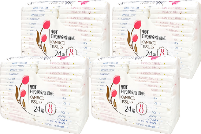 Kanboo 康寶 日式鬱金香 雙層面紙隨身包, 32包, 4袋
