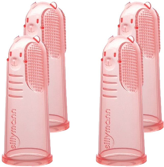 실리만 국내생산 실리콘 손가락 칫솔_투명핑크, 투명핑크, 4개, 1개입