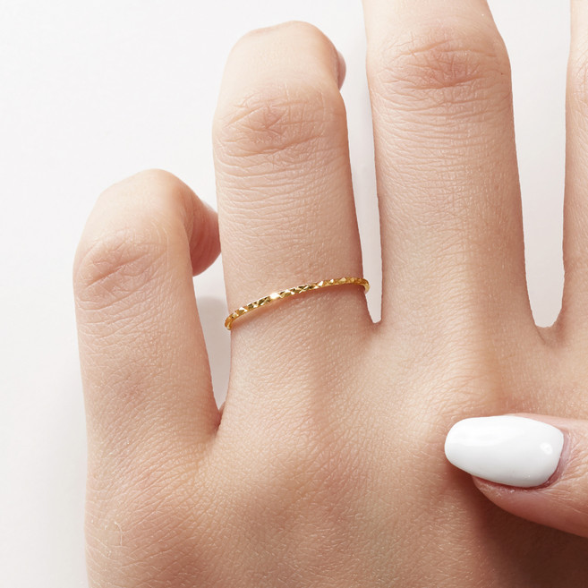 새미쥬얼리 여성용 14K 여리버전 휘지않는 열손가락 스터드컷팅 우정 레이어드 실반지