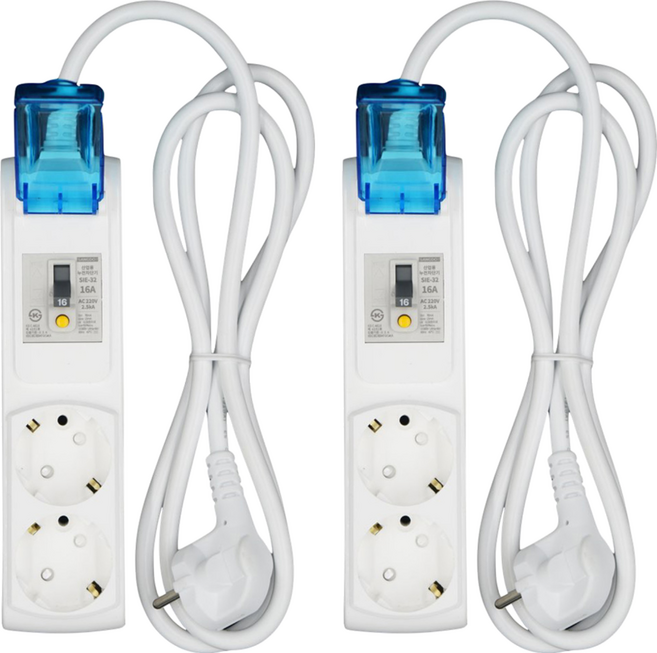 거성산업 고용량 누전차단 2구 멀티탭 + 안전커버 1p, 1.5m, 2세트