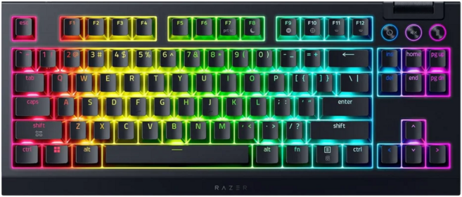 RAZER 雷蛇 黑寡婦蜘幻彩版鍵盤 V4 TKL, 黑色, RZ03-05480100-R3M1, 橘軸
