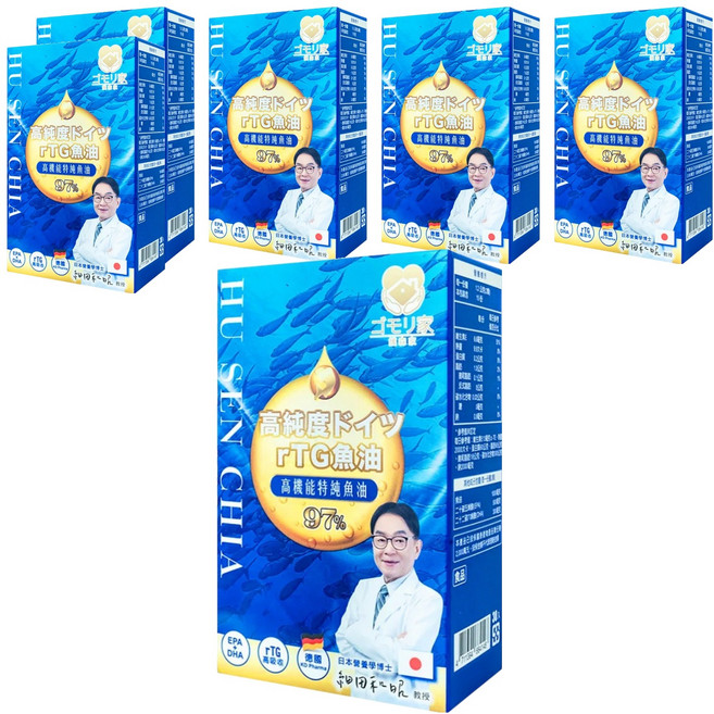 護森家 97%高機能特純魚油膠囊, 600mg, 30顆, 6罐