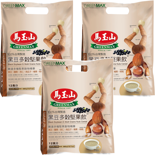 馬玉山 黑豆多穀堅果飲, 30g, 12包, 3袋