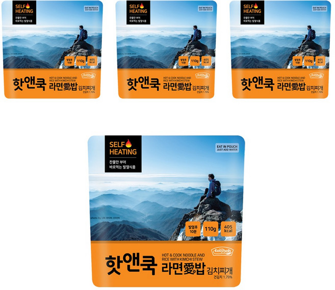 이지밥 핫앤쿡 라면애밥 김치찌개, 110g, 4개