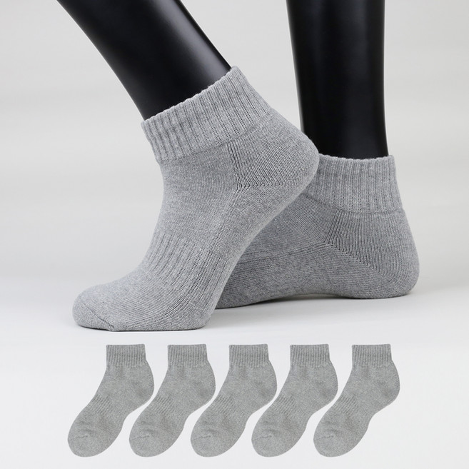 이지레그 여성용 이중바닥 스포츠 런닝 단목 양말, 그레이, 5개