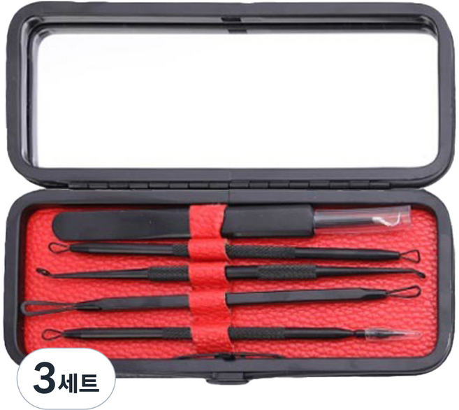 블랙헤드 피지 족집게 압출기 5종 세트, 3세트, 고급형블랙