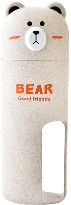 더자카 파스텔 곰돌이 칫솔 케이스, 아이보리, 1개
