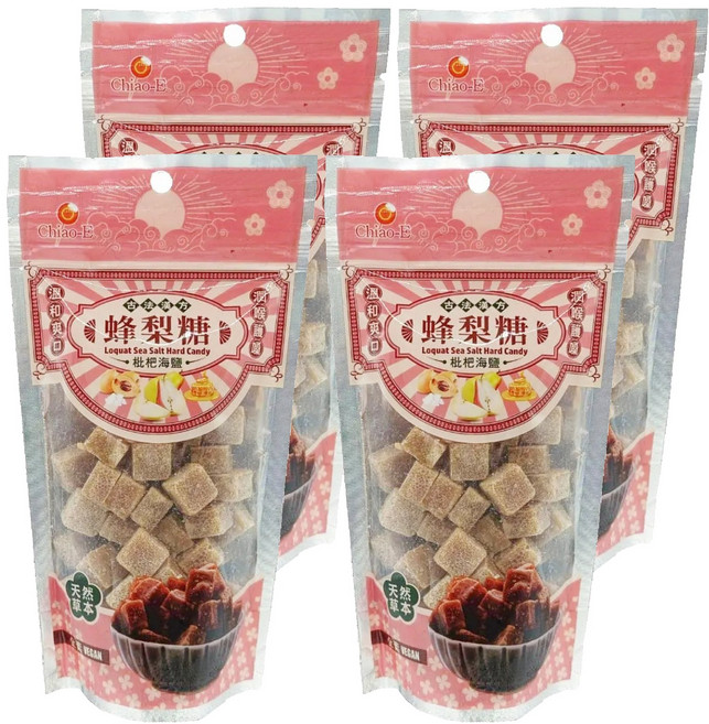 Chiao-E 巧益 枇杷海鹽蜂梨糖, 210g, 4包