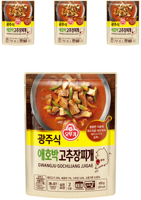 오뚜기 광주식 애호박 고추장찌개, 450g, 4개