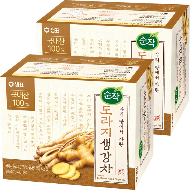 순작 도라지 생강차 티백, 700mg, 40개입, 2개