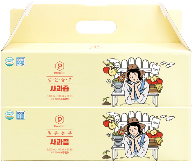 푸릇담 젊은농부 사과즙, 100ml, 60개