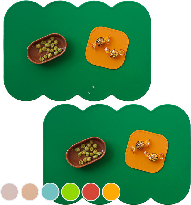 에이드엘 슬림 코튼 실리콘 테이블매트 2p, 그린, 388 x 267 x 1.8 mm, 2개