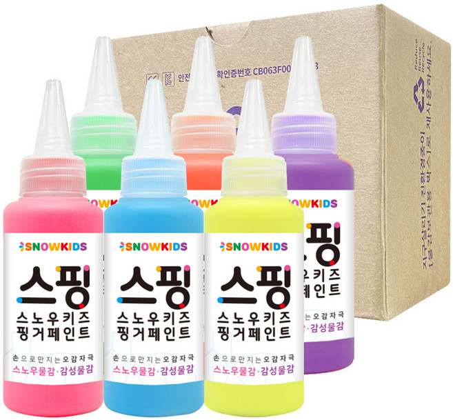 스노우키즈 스노우 유아물감 세트, 70ml, 6색