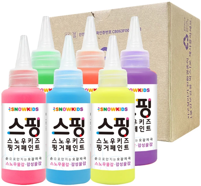 스노우키즈 스노우 유아물감 세트, 70ml, 6색 - 쿠팡