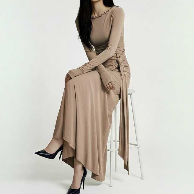 비비에모 카밀라 레이어드 A라인 랩 롱 원피스 12471