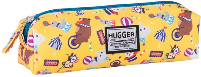HUGGER 筆袋 經典印花設計 時尚實用 耐用尼龍材質 防潑水 超大開口 方便快速拿取文具, 馬戲團 多色, 1個