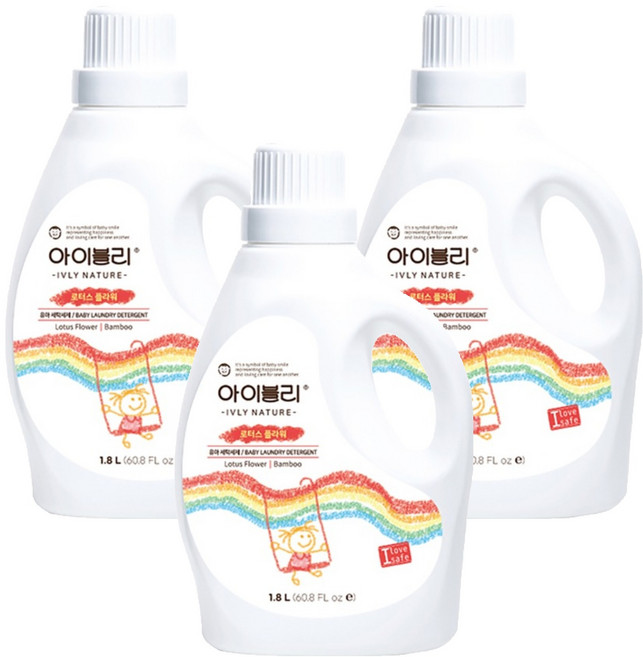 아이블리네이쳐 대나무 성분 유아세제 로터스 플라워향, 1.8L, 3개