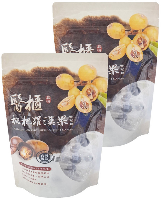 醫櫃 枇杷羅漢果軟喉糖全素, 100g, 2包