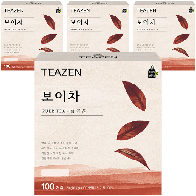 티젠 보이차 티백, 700mg, 100개입, 4개