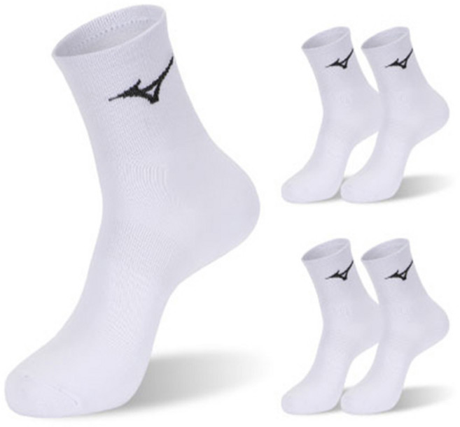 미즈노 남녀공용 스피드 미드 스포츠 양말, 화이트, 5세트