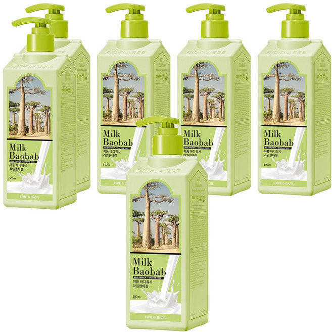 밀크바오밥 퍼퓸 바디워시 라임앤바질, 500ml, 6개