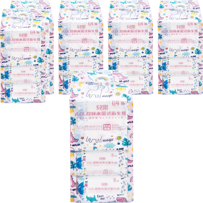 兒樂 超純水濕式衛生紙, 8包, 6袋