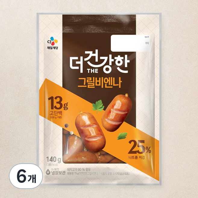 더건강한 그릴 비엔나 소시지, 140g, 6개