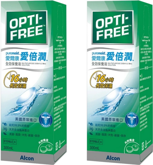 Alcon 愛爾康 OPTI-FREE 愛倍潤 全效保養液, 300ml, 2瓶