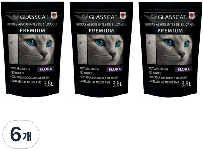 GlassCat 고양이 Premium 실리카 모래, 6개, 3.8L, 로즈