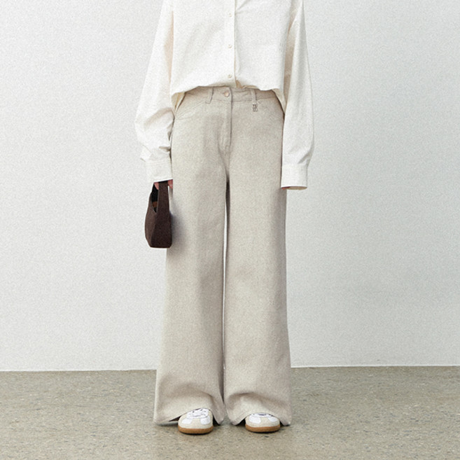 아틀리에나인 여성용 에센셜 피그먼트 와이드 면 팬츠 PT-5628