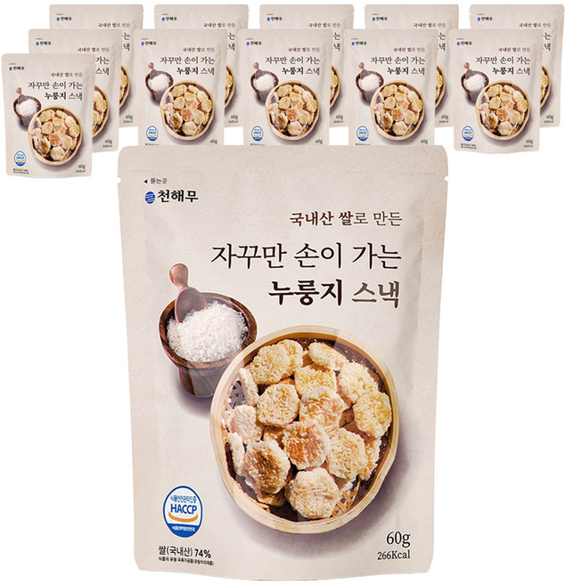 천해무 누룽지 스낵, 12개, 60g