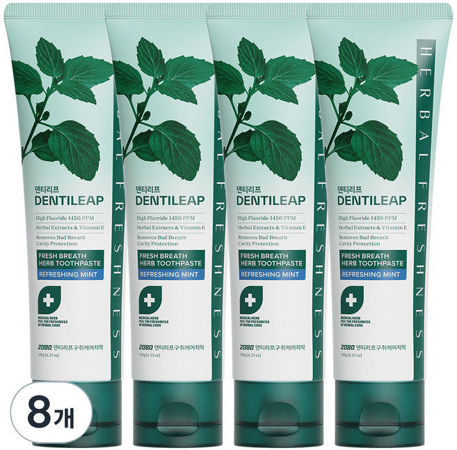 2080 덴티리프 구취케어 치약, 120g, 8개