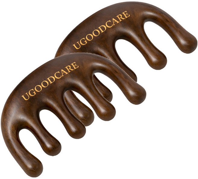 유굿케어 우드 두피 괄사 마사지기, 2개