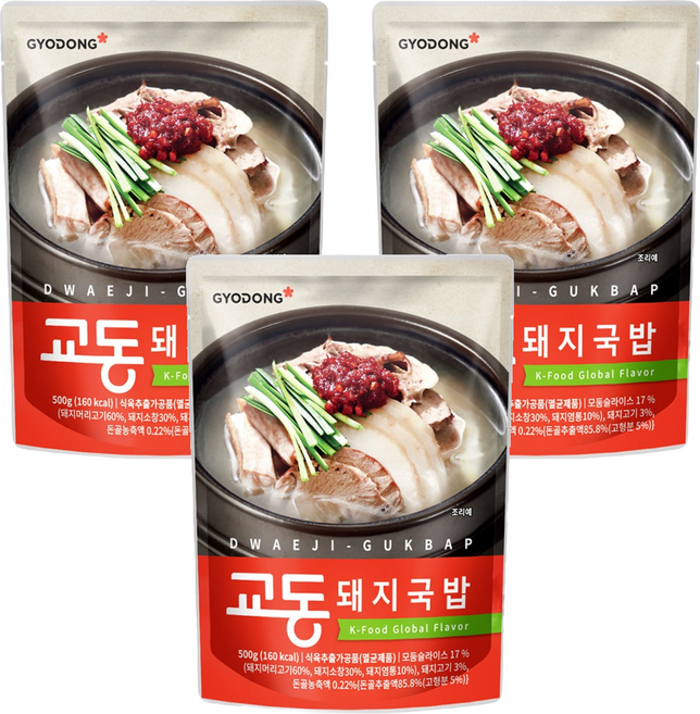 교동식품 돼지국밥, 500g, 3개