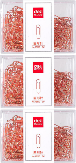 Deli 得力 玫瑰金迴紋針 78510, 3組, 160入
