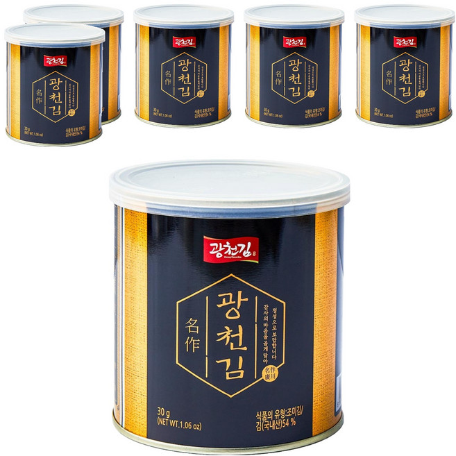 광천김 명작 캔김, 30g, 6개