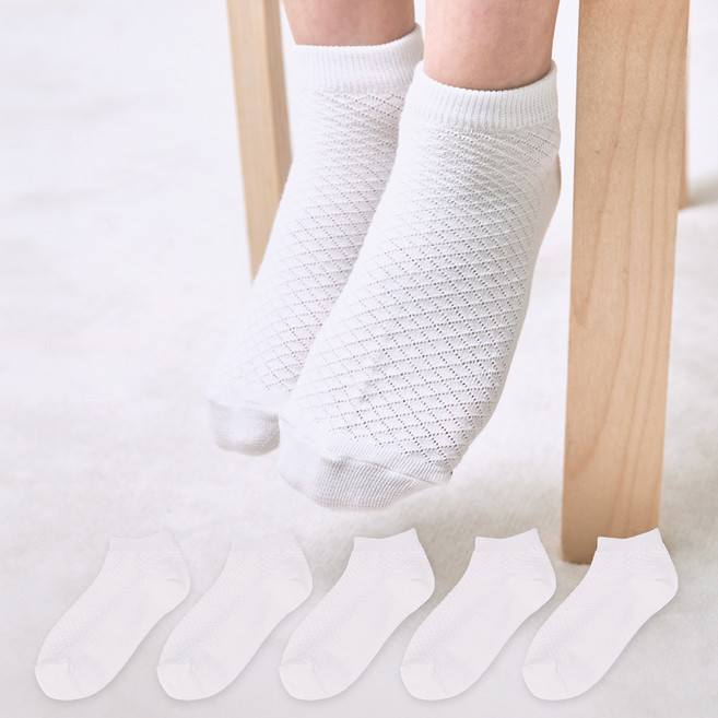 베이스알파에센셜 시원한 메쉬 스니커즈 양말 5켤레