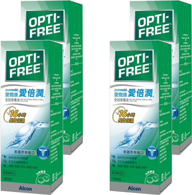 Alcon 愛爾康 OPTI-FREE 愛倍潤 全效保養液, 300ml, 4瓶