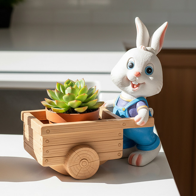 LANO 토끼 다육이 인테리어 화분, 블루