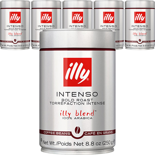 illy 意利 BOLD ROAST豆子Intenso, 無研磨咖啡豆, 250g, 6罐