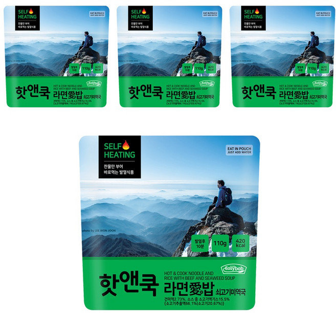 이지밥 핫앤쿡 라면애밥 쇠고기미역국, 110g, 4개