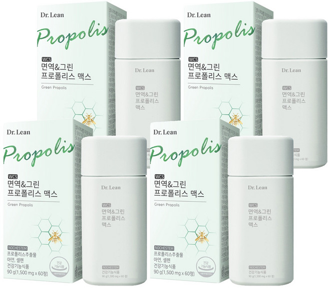 닥터린 WCS 면역 & 그린 프로폴리스 맥스 90g, 60정, 4개