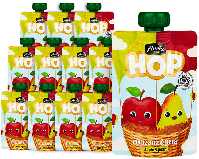 아넬라 생과일 짜먹는 외출용 아넬라HOP 유아간식, 100g, 12개, 사과배
