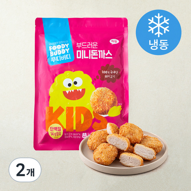 푸디버디 부드러운 미니돈까스 (냉동), 480g, 2개