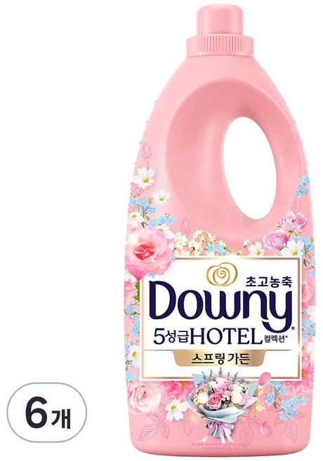 다우니 초고농축 호텔 컬렉션 섬유유연제 스프링 가든 본품, 2L, 6개