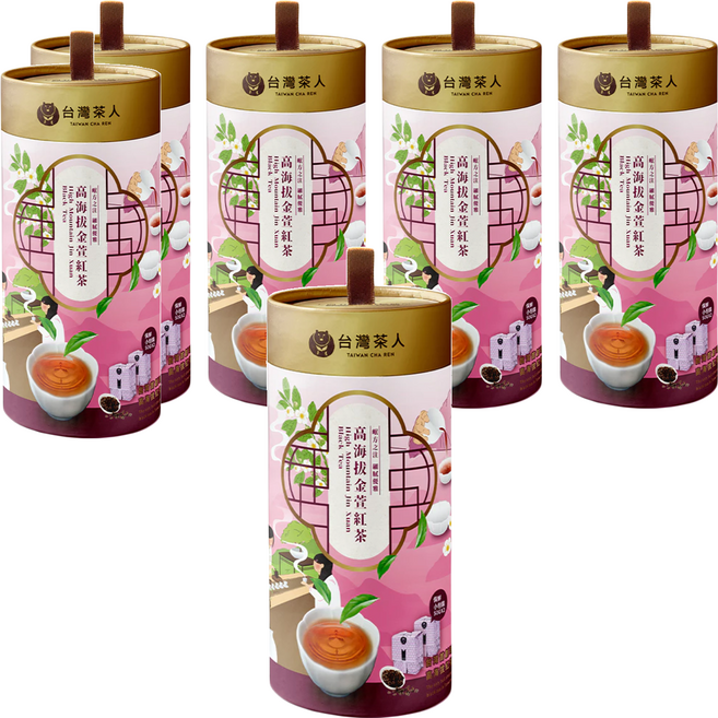 台灣茶人 100%好茶 高海拔金萱紅茶, 2包, 6罐, 50g